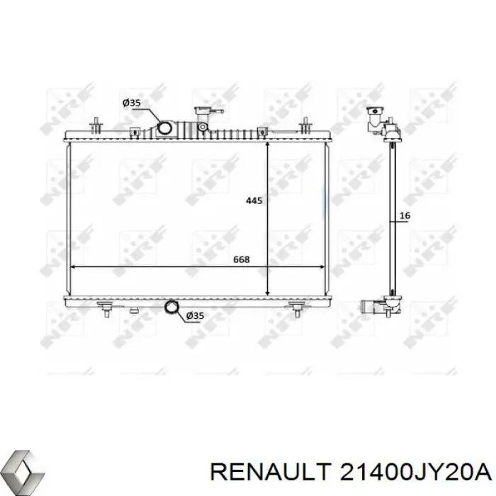 Радіатор основний Renault (RVI) 21400JY20A ціна, від 118.67 USD