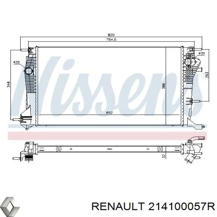 Радіатор основний Renault (RVI) 214100057R ціна, від 94.39 USD