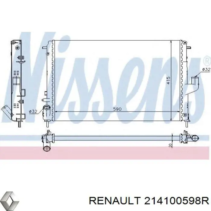 214100598R Renault (RVI) радіатор охолодження двигуна