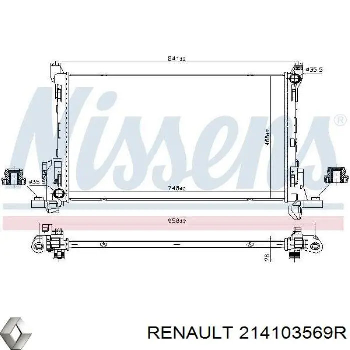 Радіатор основний Renault (RVI) 214103569R ціна, від 170.95 USD