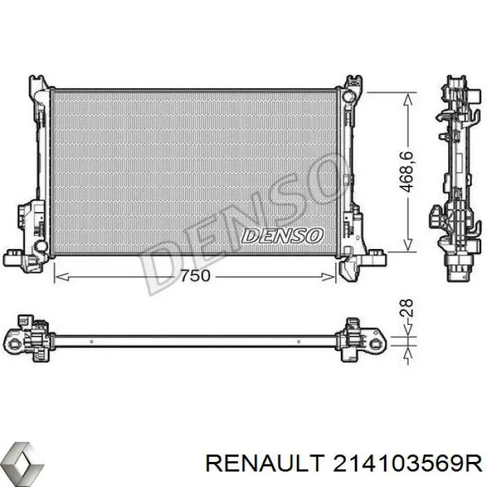 Купити 214103569R Renault (RVI) Радіатор двигуна