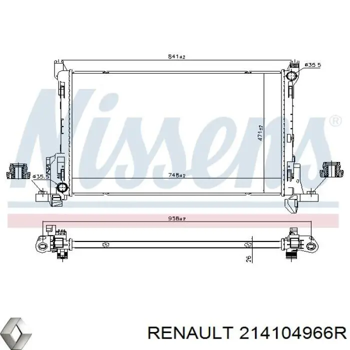 Купити 214104966R Renault (RVI) Радіатор двигуна