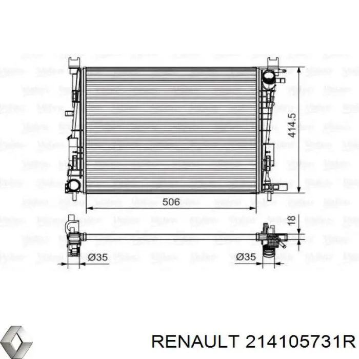 Радіатор основний Renault (RVI) 214105731R ціна, від 70.97 USD
