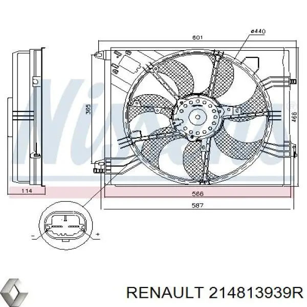 Купити 214813939R Renault (RVI) Електровентилятор охолодження в зборі (двигун + крильчатка)
