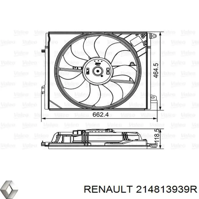 Купити 214813939R Renault (RVI) Електровентилятор охолодження в зборі (двигун + крильчатка)
