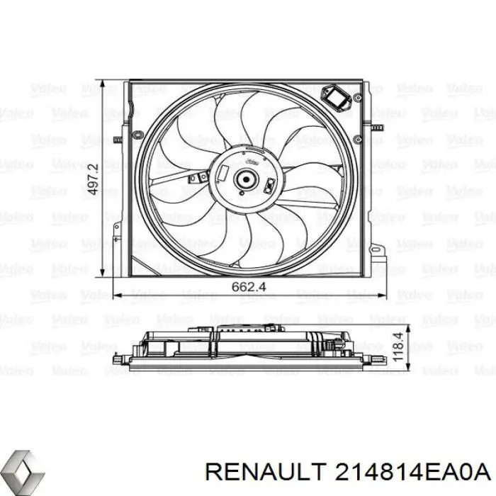 214814EA0A Renault (RVI) Дифузор радіатора охолодження, в зборі з мотором і крильчаткою