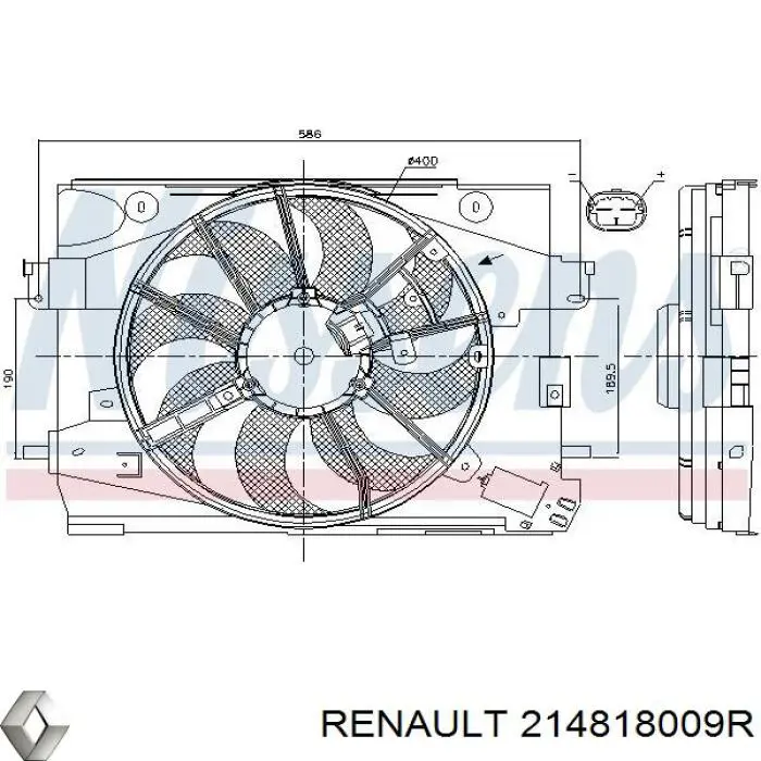 214818009R Renault (RVI) дифузор радіатора охолодження, в зборі з двигуном і крильчаткою