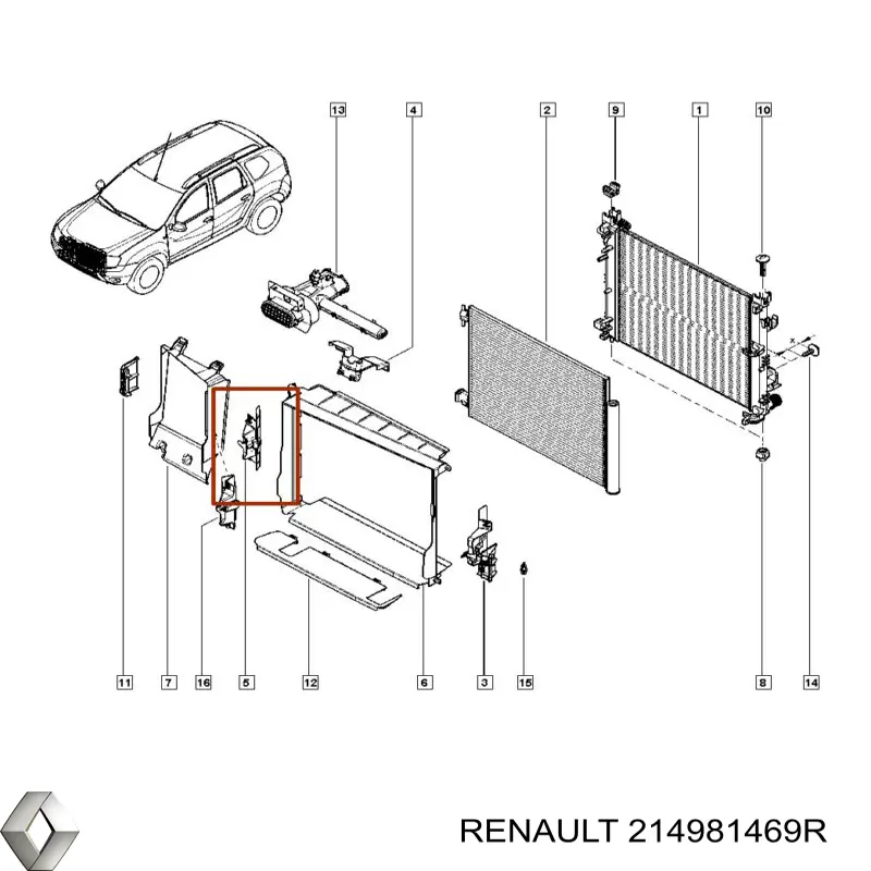 214981469R Renault (RVI) кронштейн дифузора вентилятора