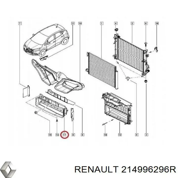214996296R Renault (RVI) Жалюзі повітрозабірника