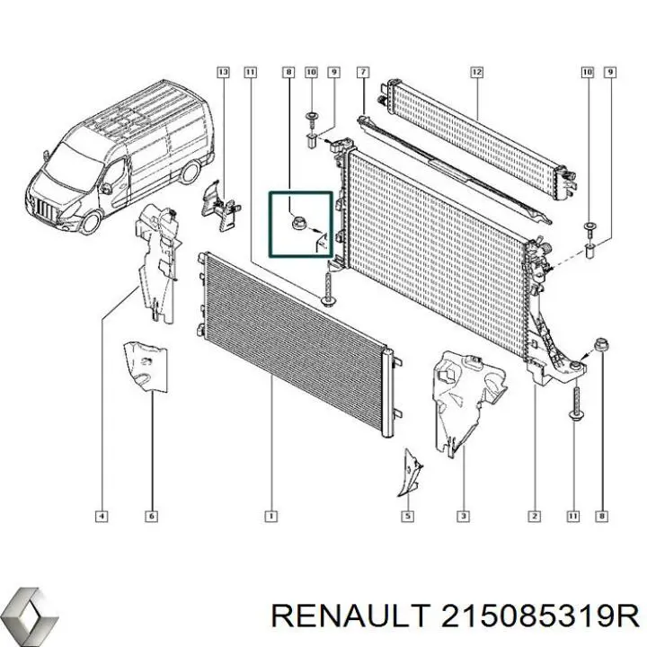 Подушка радіатора охолодження, нижня Renault (RVI) 215085319R ціна, від 27.75 USD