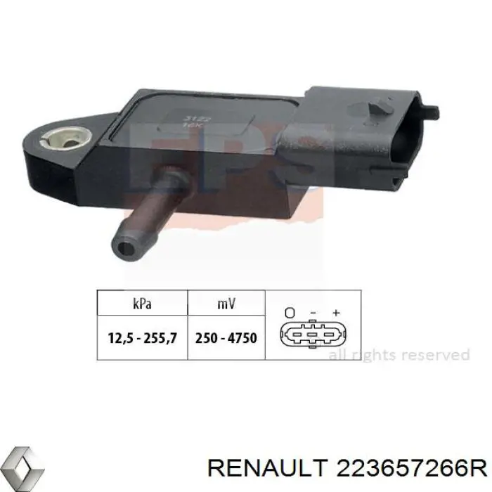 223657266R Renault (RVI) Датчик тиску наддуву турбіни