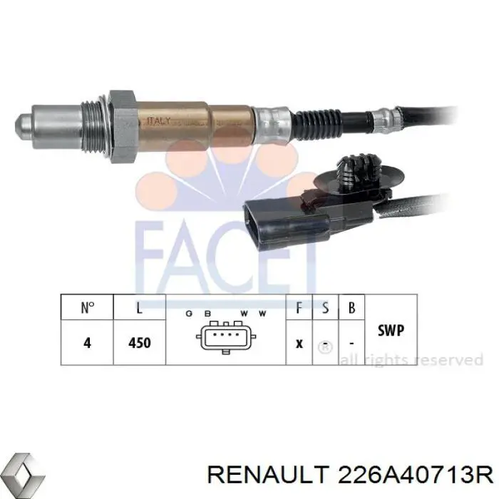 Лямбдазонд, датчик кисню після каталізатора Renault (RVI) 226A40713R ціна, від 38.47 USD