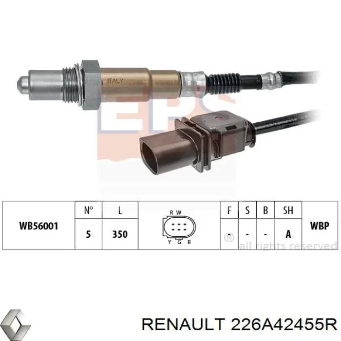 Лямбдазонд, датчик кисню до каталізатора 226A42455R Renault (RVI)