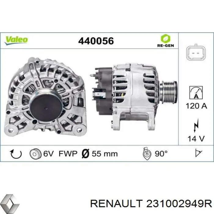 Купити 231002949R Renault (RVI) Генератор