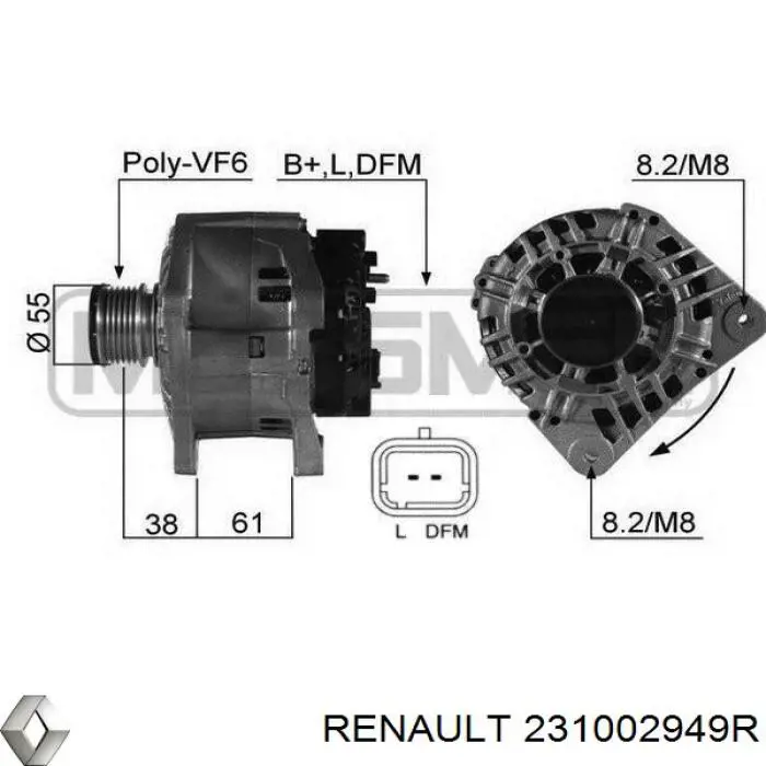 231002949R Renault (RVI) генератор