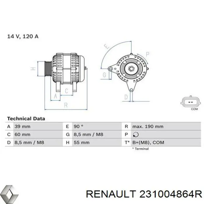 231004864R Renault (RVI) генератор