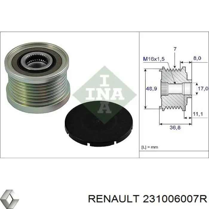 Генератор Renault (RVI) 231006007R ціна, від 133.60 USD
