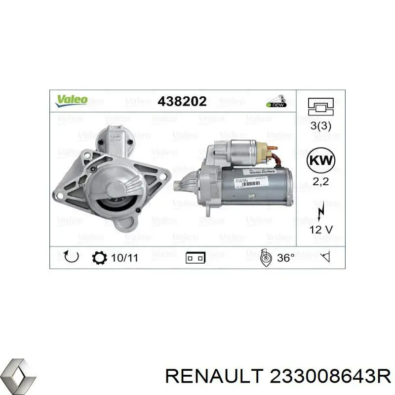 Стартер 233008643R Renault (RVI)