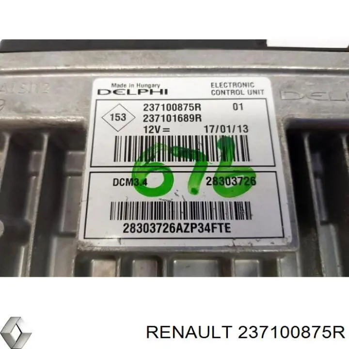 Електронний блок керування двигуном 237100875R Renault (RVI)