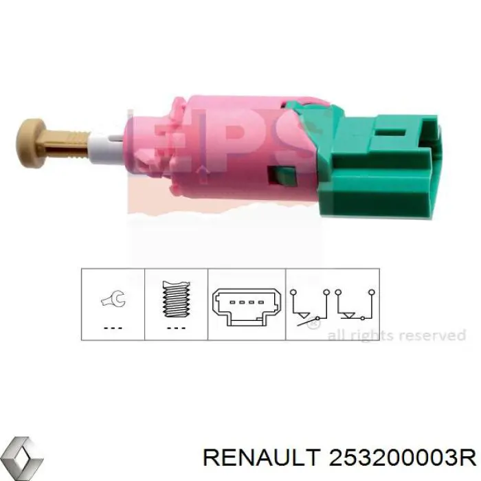 Кнопка стоп-сигналу Renault (RVI) 253200003R ціна, від 10.43 USD