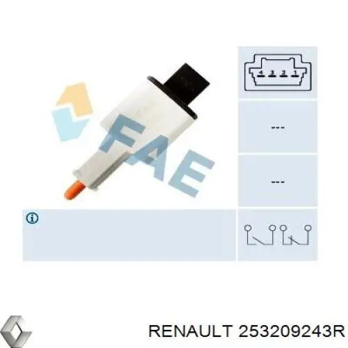 Купити 253209243R Renault (RVI) Датчик педалі гальма