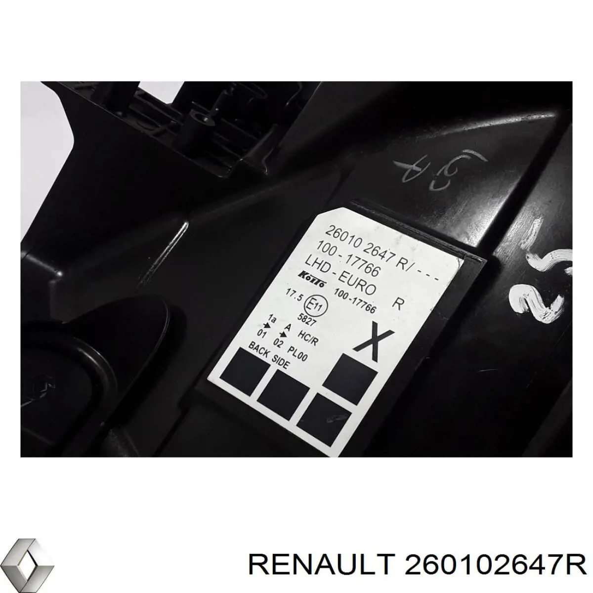 Фара права 260102647R Renault (RVI)