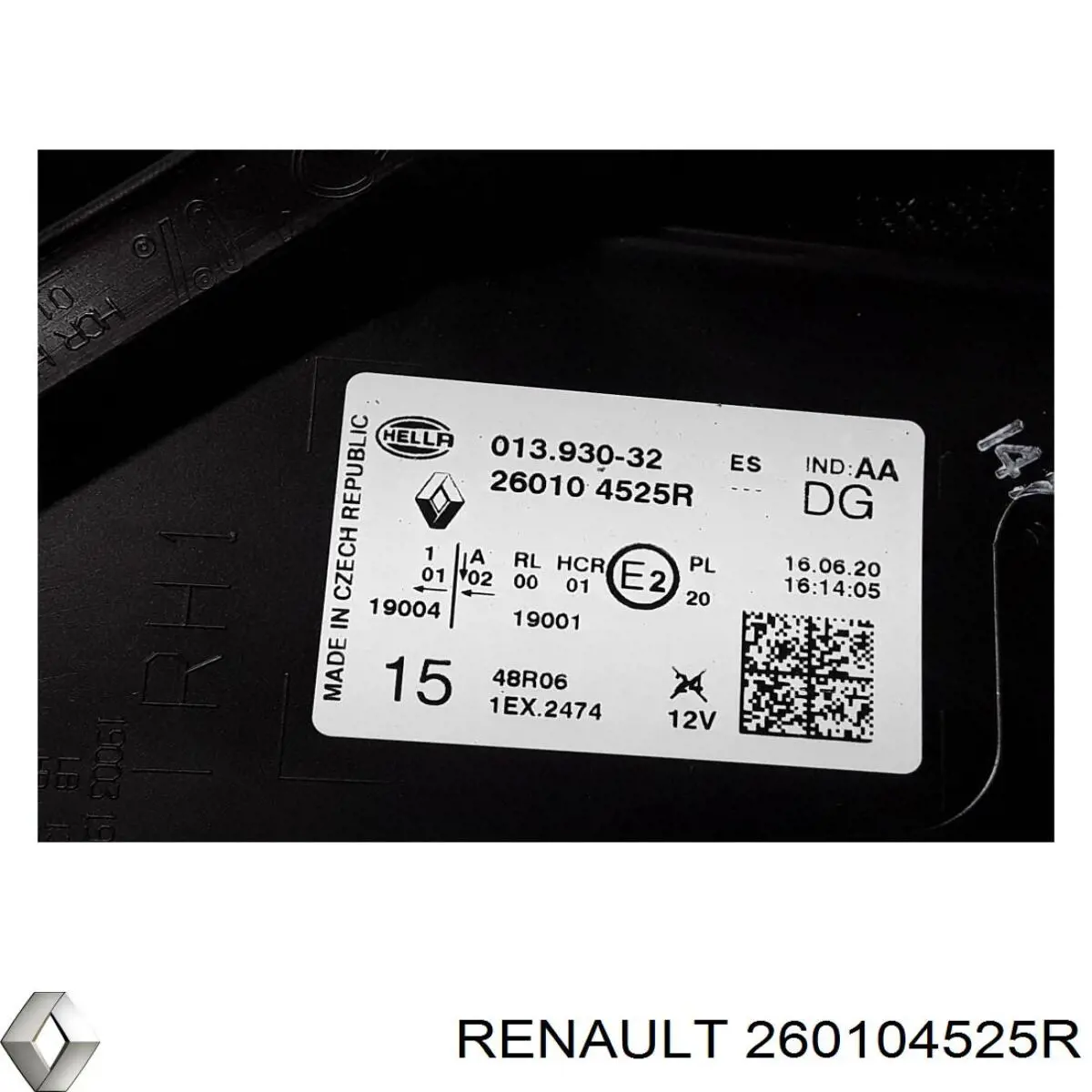 Фара правая Renault (RVI) 260104525R ціна, від 428.61 USD