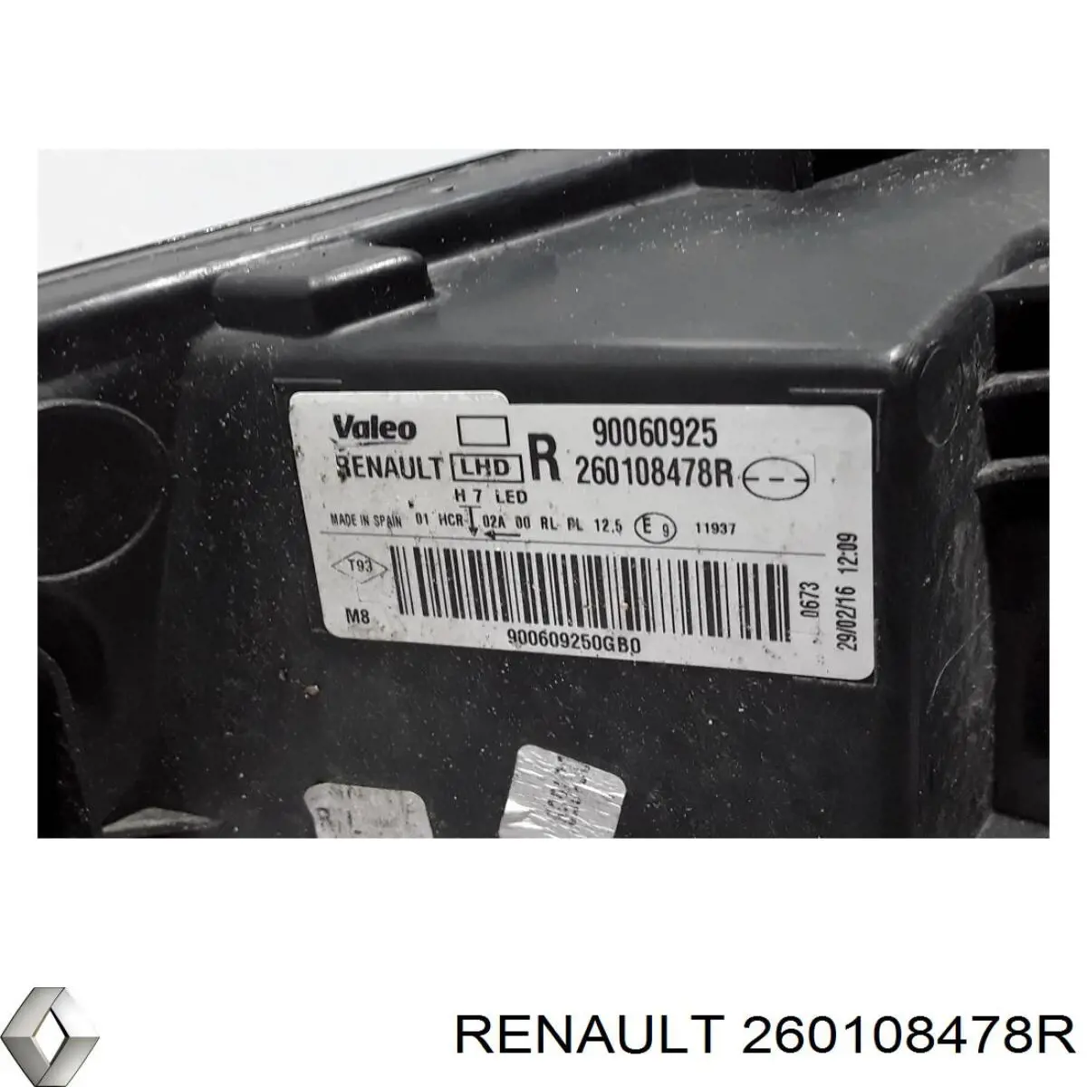 Фара правая Renault (RVI) 260108478R ціна, від 119.12 USD