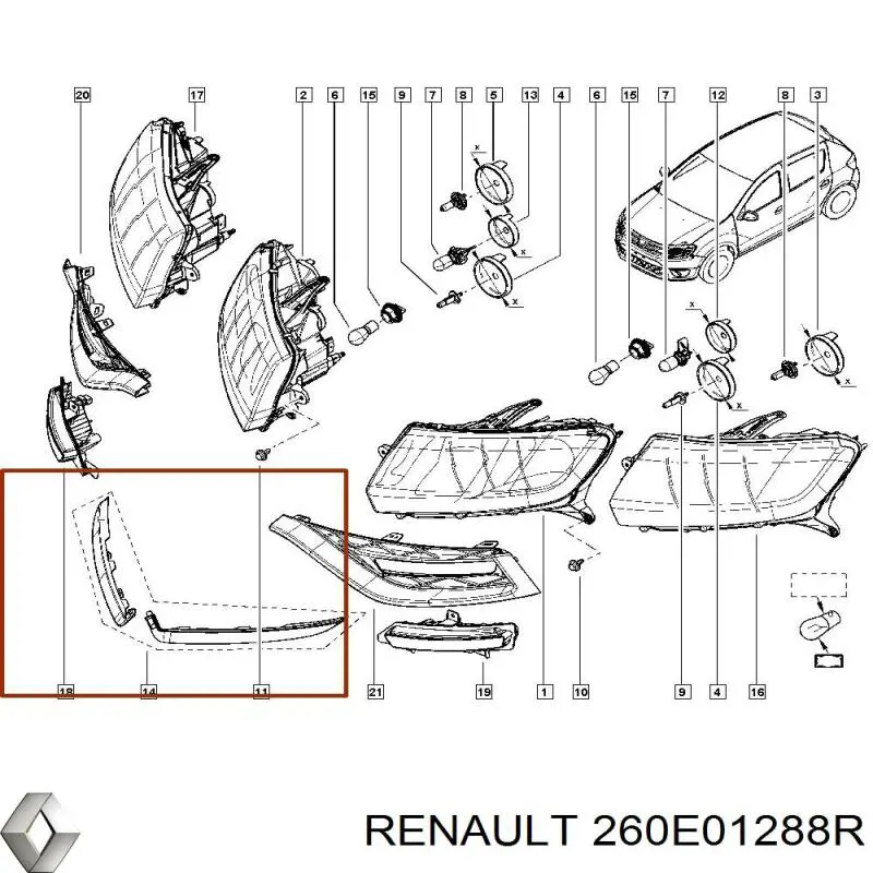 Вія (накладка) фари ліва+права Renault SANDERO 2 (Рено Сандеро)