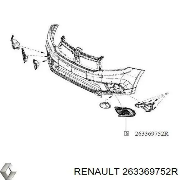 263369752R Renault (RVI) Решітка переднього бампера, ліва