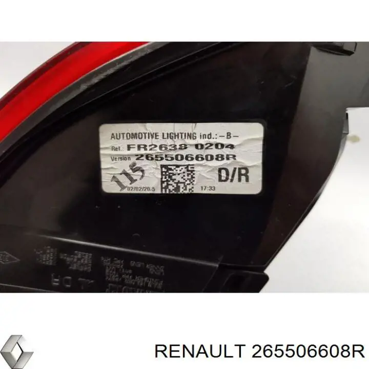 Ліхтар задній правий, зовнішній Renault (RVI) 265506608R ціна, від 40.33 USD