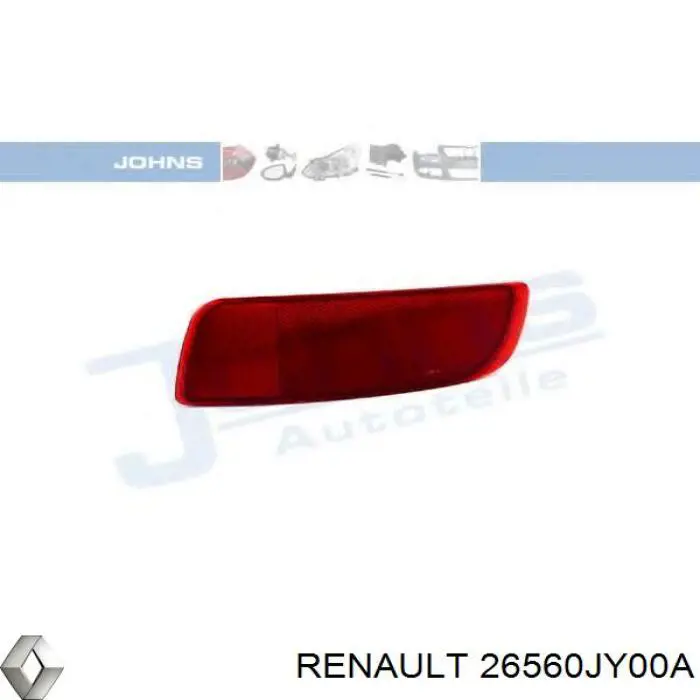 Правий катафот заднього бампера Renault (RVI) 26560JY00A ціна, від 23.79 USD