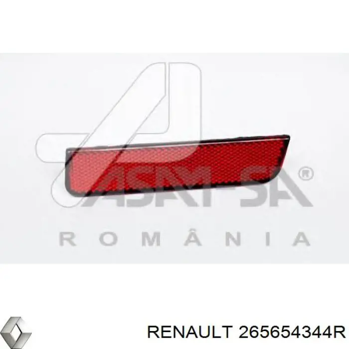 265654344R Renault (RVI) катафот (відбивач заднього бампера, лівий)
