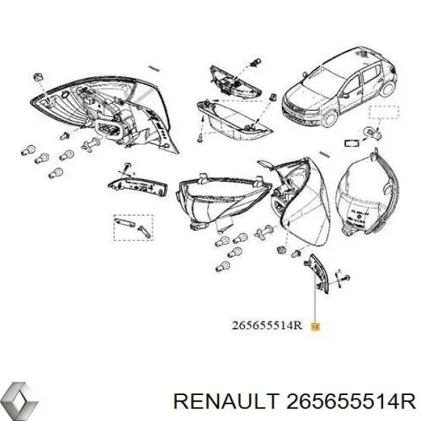 Лівий катафот заднього бампера Renault (RVI) 265655514R ціна, від 17.52 USD