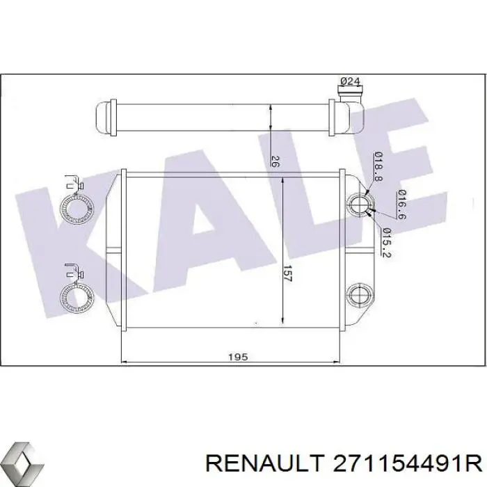 Радіатор пічки (обігрівача) Renault (RVI) 271154491R ціна, від 44.55 USD