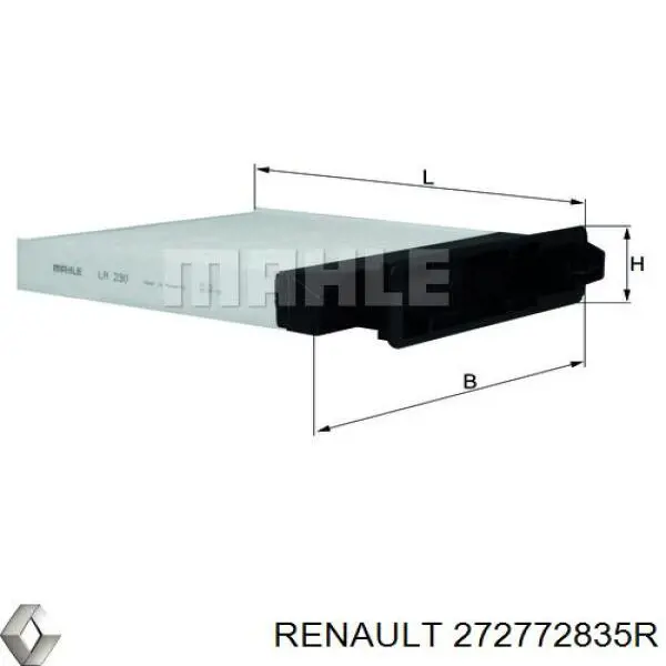 Фільтр повітряний обігрівача Renault (RVI) 272772835R ціна, від 4.79 USD