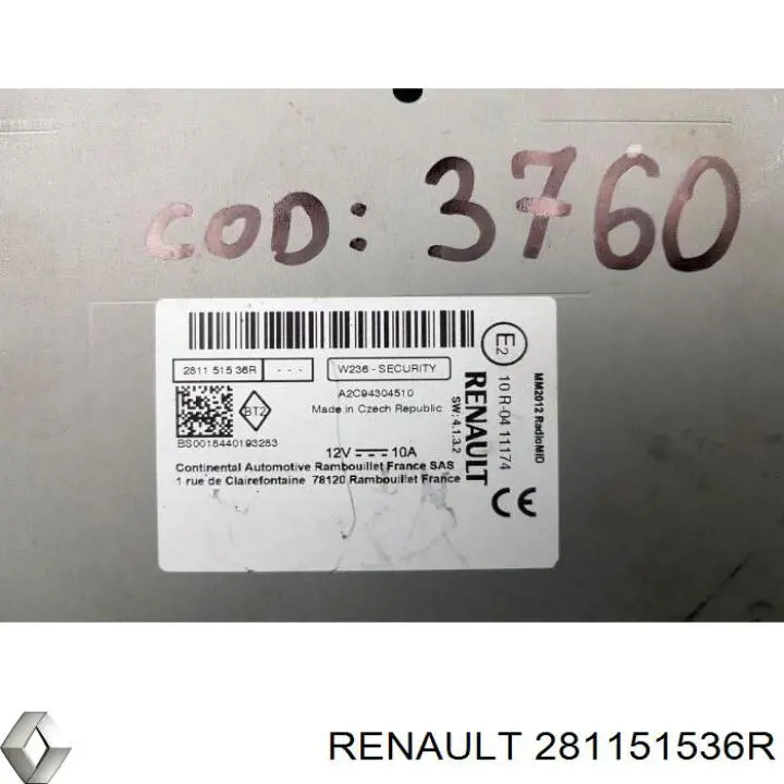 Купити 281151536R Renault (RVI) Магнітола