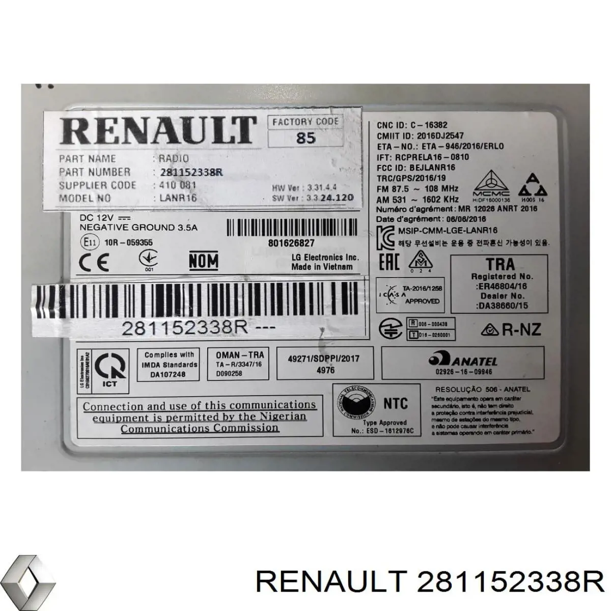Купити 281152338R Renault (RVI) Магнітола
