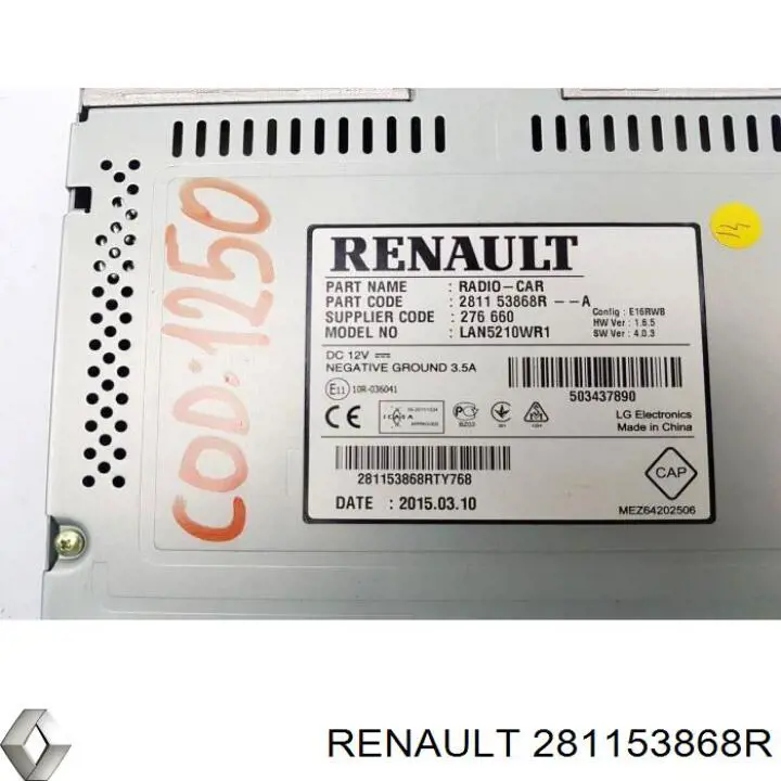 Дисплей багатофункціональний 281153868R Renault (RVI)