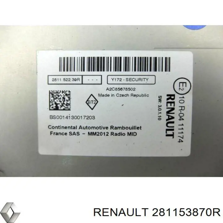 Магнітола (радіо AM/FM) Renault (RVI) 281153870R ціна, від 41.71 USD
