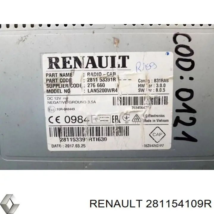 Купити 281154109R Renault (RVI) Магнітола