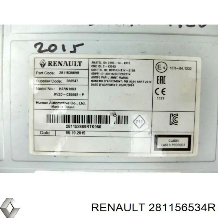281156534R Renault (RVI) Магнітола (радіо AM/FM)
