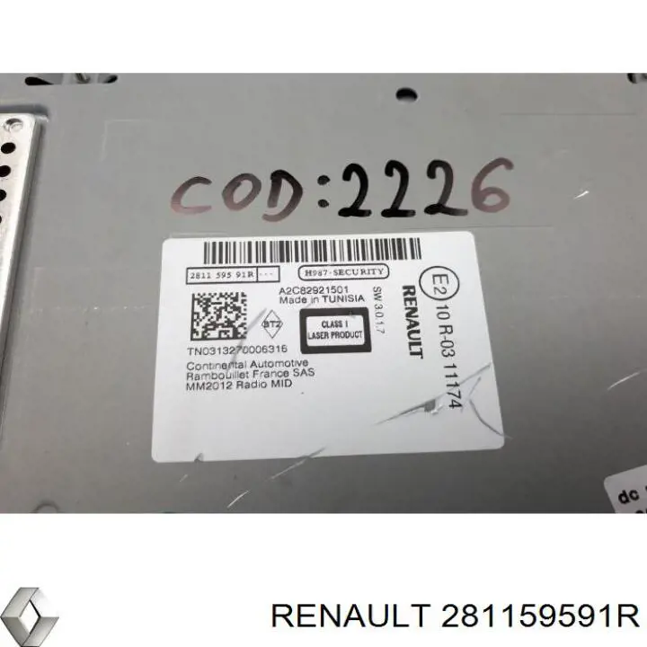 Магнітола 281159591R Renault (RVI)