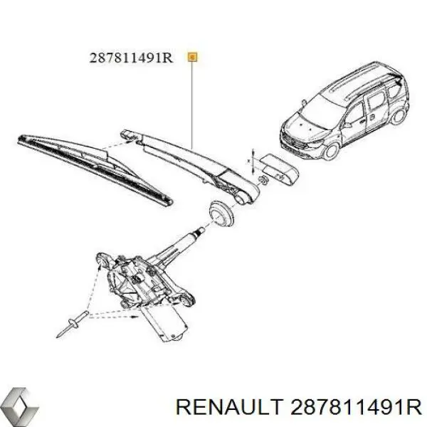 Важіль-поводок склоочисника заднього скла Renault DOKKER (Рено Доккер)