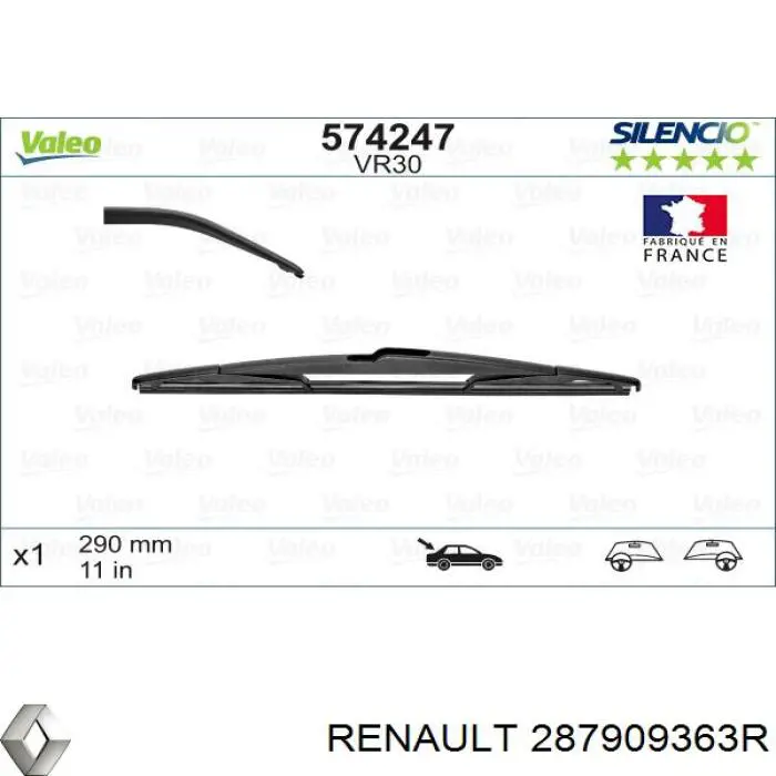 Купити 287909363R Renault (RVI) Щітка задня