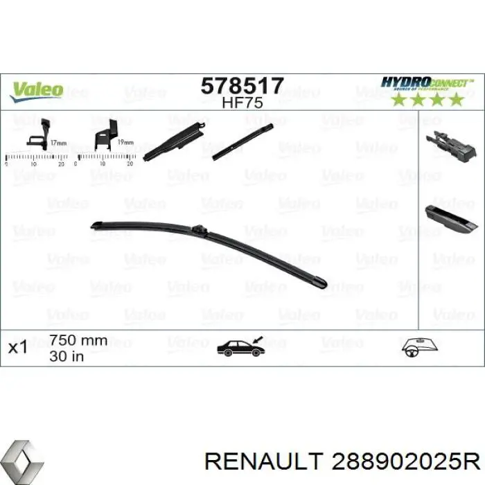 288902025R Renault (RVI) Щітка двірника ліва