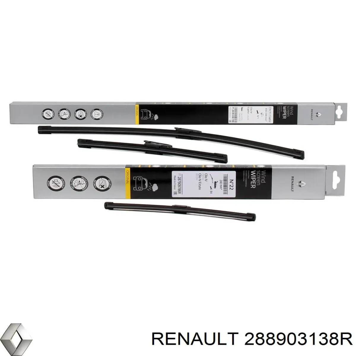 Щітка-двірник лобового скла, комплект з 2-х шт. Renault (RVI) 288903138R ціна, від 27.94 USD