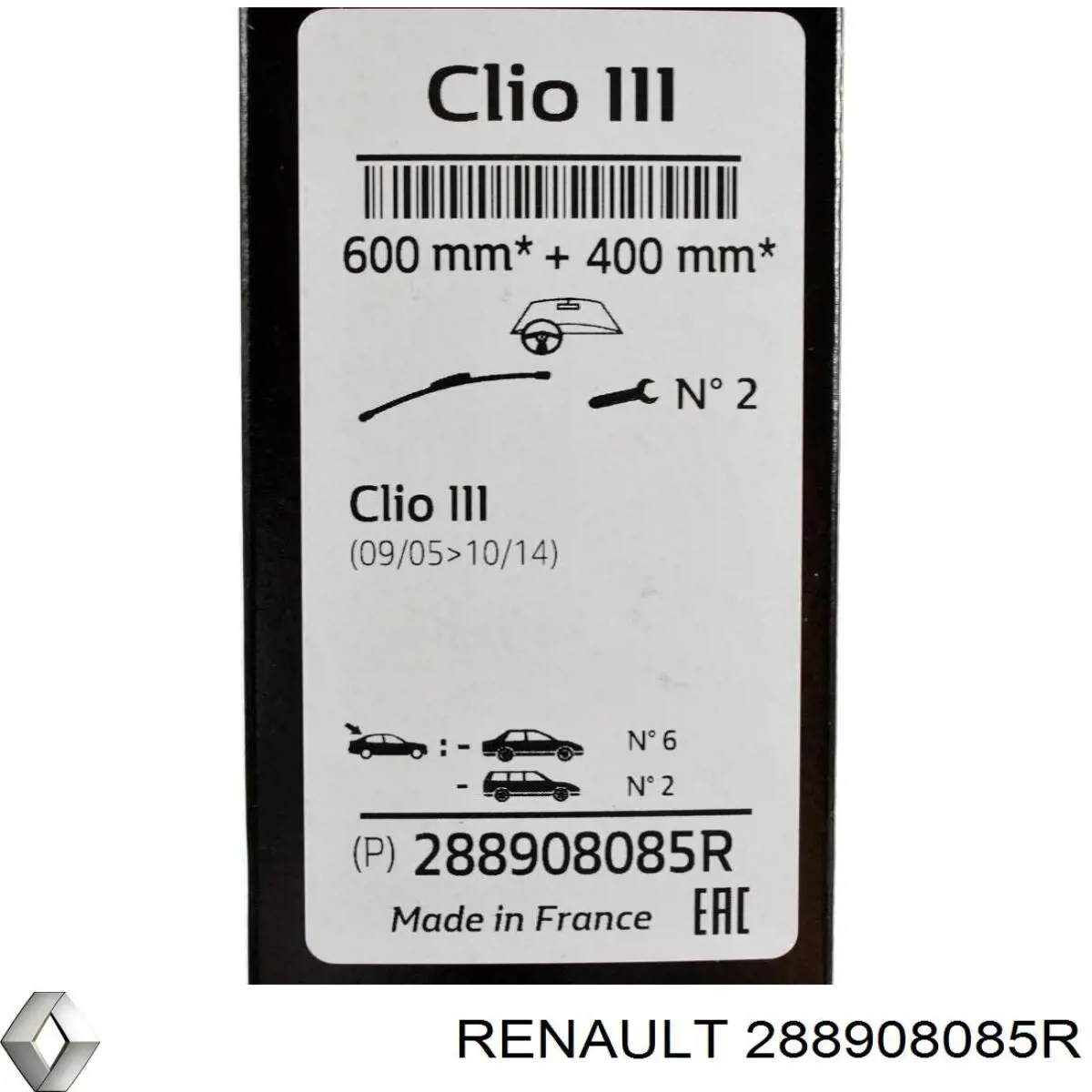 Щітки склоочисника 288908085R Renault (RVI)
