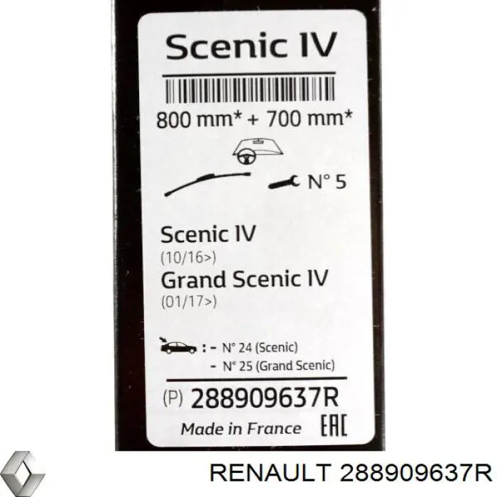 Щітка-двірник лобового скла, комплект з 2-х шт. Renault (RVI) 288909637R ціна, від 31.49 USD