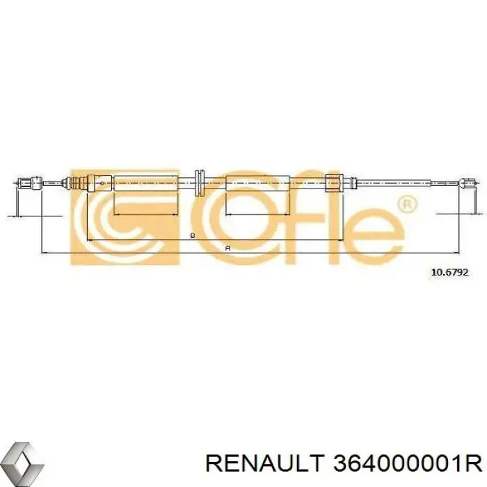 Купити 364000001R Renault (RVI) Трос ручного гальма задній, правий/лівий